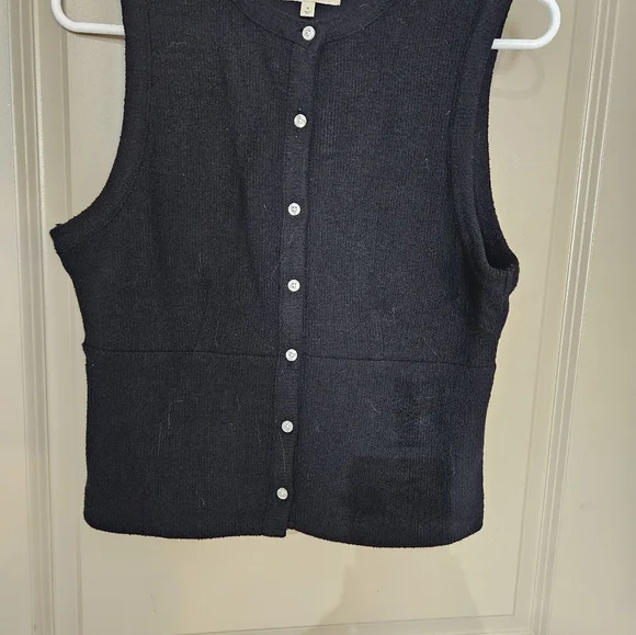 Madewell Black Sleeveless Button-Down Shirt medium - Picture 3 of 4